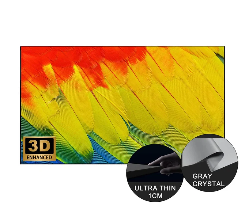 [EU Stock Clearance]130/150" Wupro Cinema Gallery Grey Crystal Enhanced 3D Fixed Frame Projector Screen For Long Throw