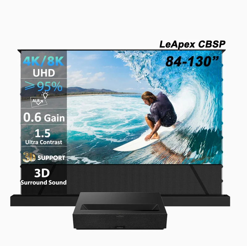 Bundle FORMOVIE Theater Premiun Laser TV + LeApex CBSP CLR ALR Motorised Floor Rising Screen