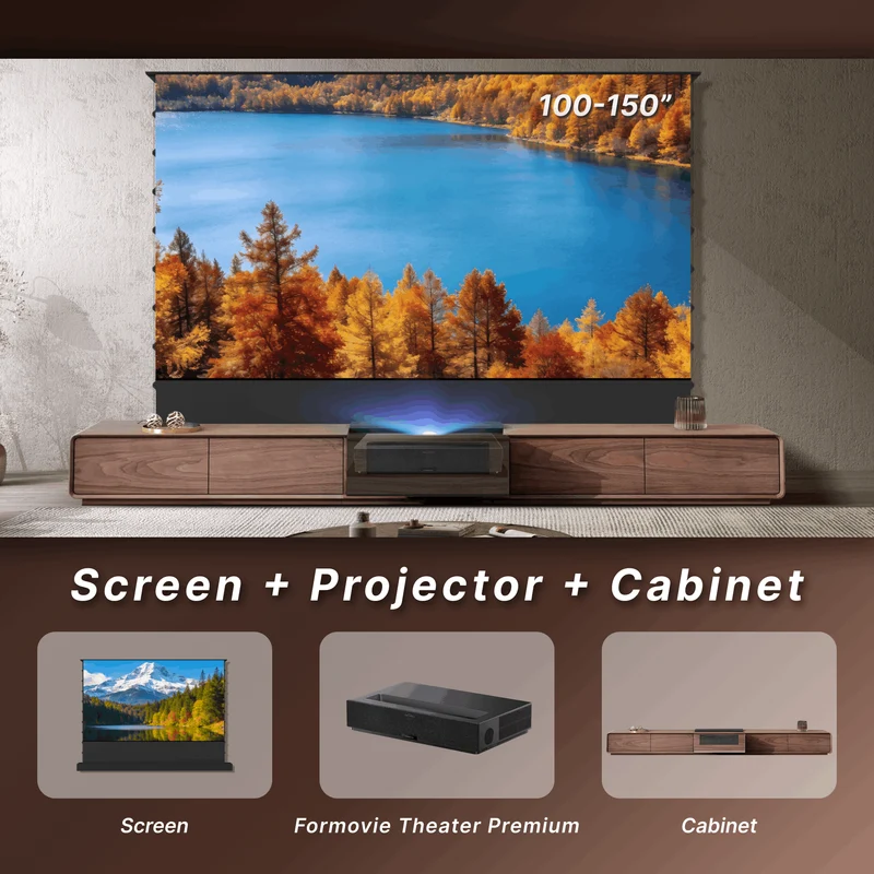 WUPROBUY Bundle UST Projector&Screen& Phantom5 Walnut solid wood Smart Laser TV Cabinet