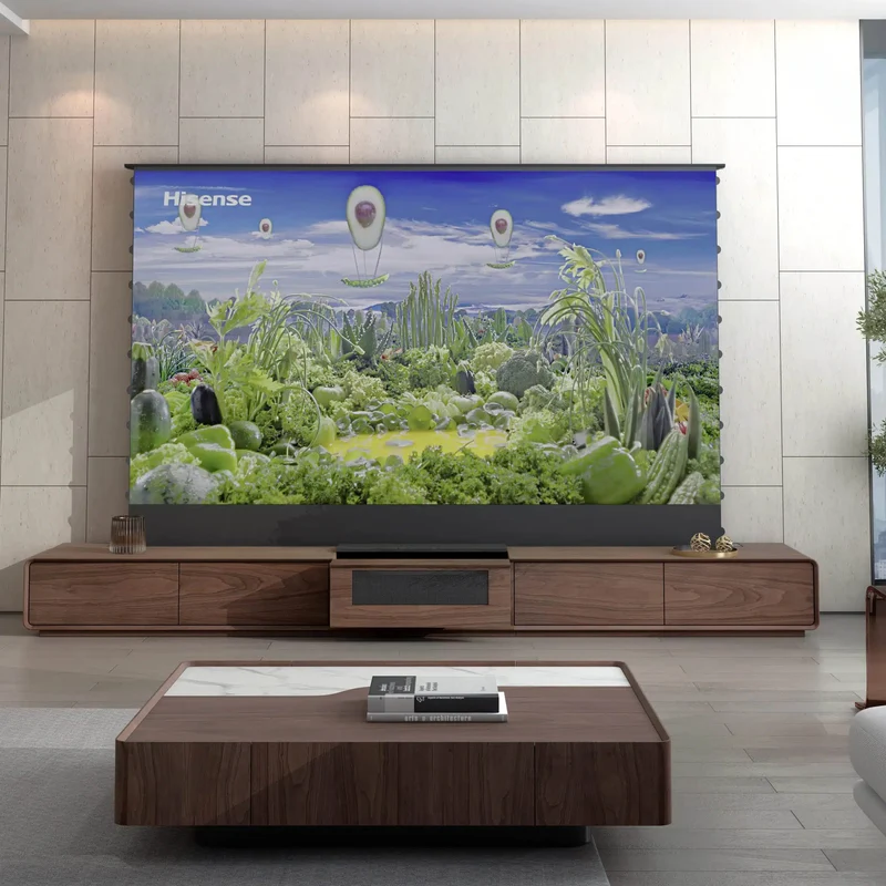 WUPRO × NIKOHOME Phantom5 Masterpiece Series Walnut solid wood Smart Laser TV Cabinet For UST Projector