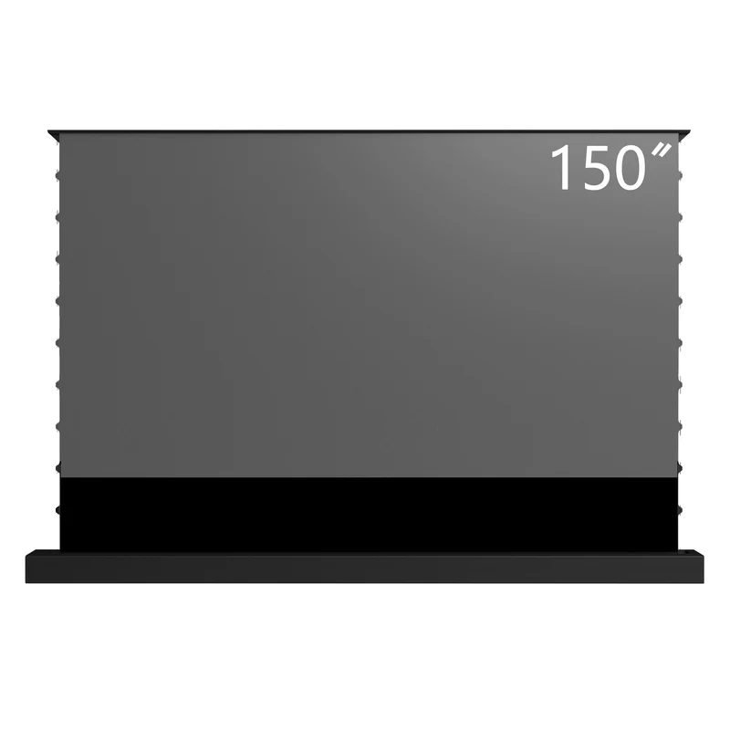 150-inch Seamless WUPRO Cinema Black Grid Lenticular ALR CLR Smart Motorized Tension Floor Rising Screen For UST Projector