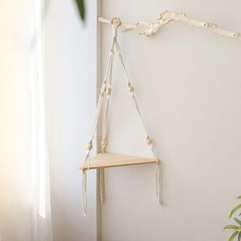 Triangle Macrame Wall Shelf