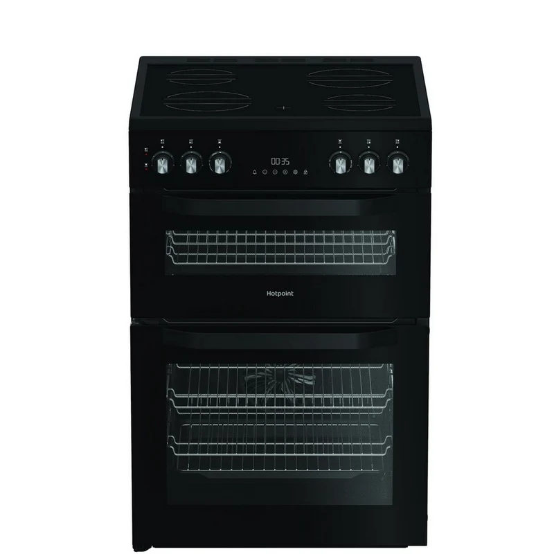 Hotpoint HDE6VDC2B1 60cm Double Oven Electric Cooker with Ceramic Hob in Black