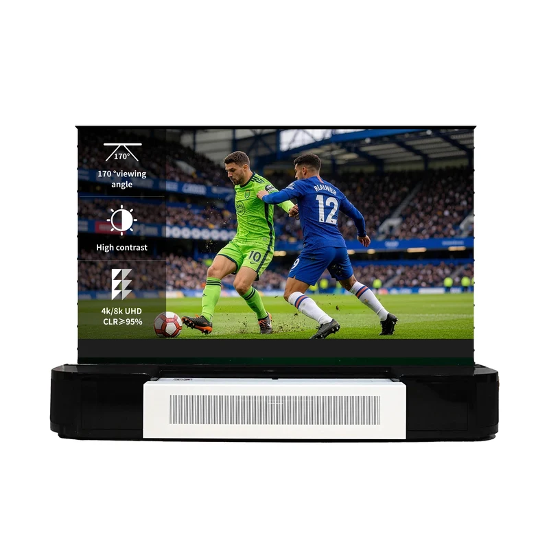 WUPRO Eterna Series Top quality solid wood smart Laser TV Cabinet with UST floor rising screen For UST Projector