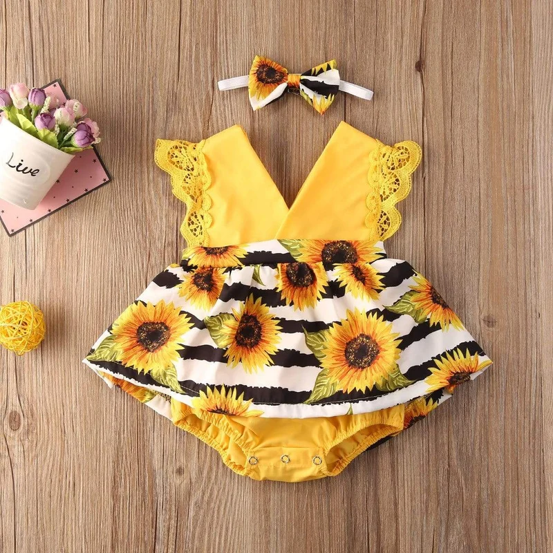 Sunflower Boho Baby Girl Outfit