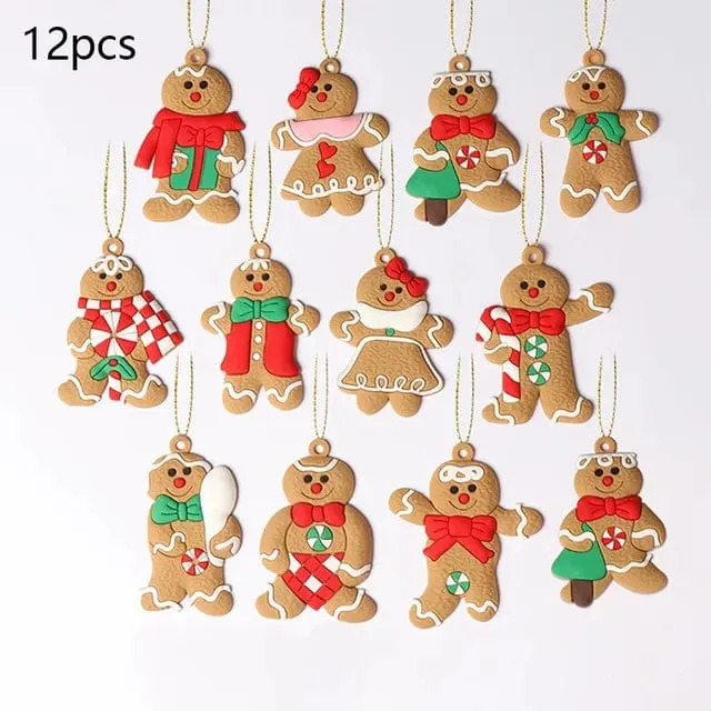 Gingerbread Man Christmas Tree Ornaments 12pcs