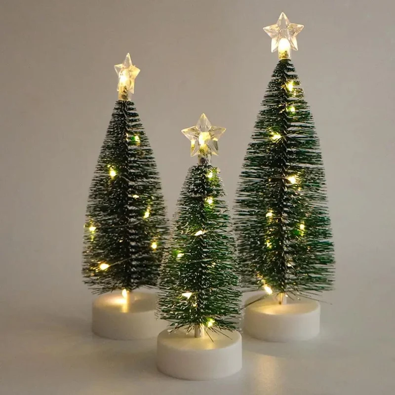 Bundle of 3 Mini Christmas Trees with LED Lights