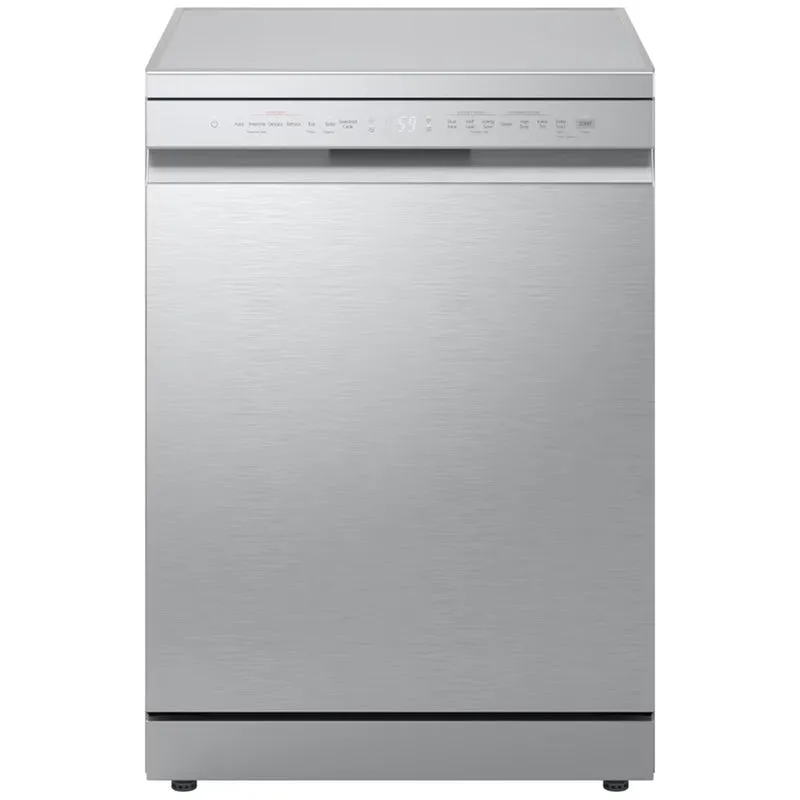 LG Series 5 TrueSteam QuadWash DF273FVS 14 PS WiFi Connected Freestanding Full Size Dishwasher Silver - A Rated
