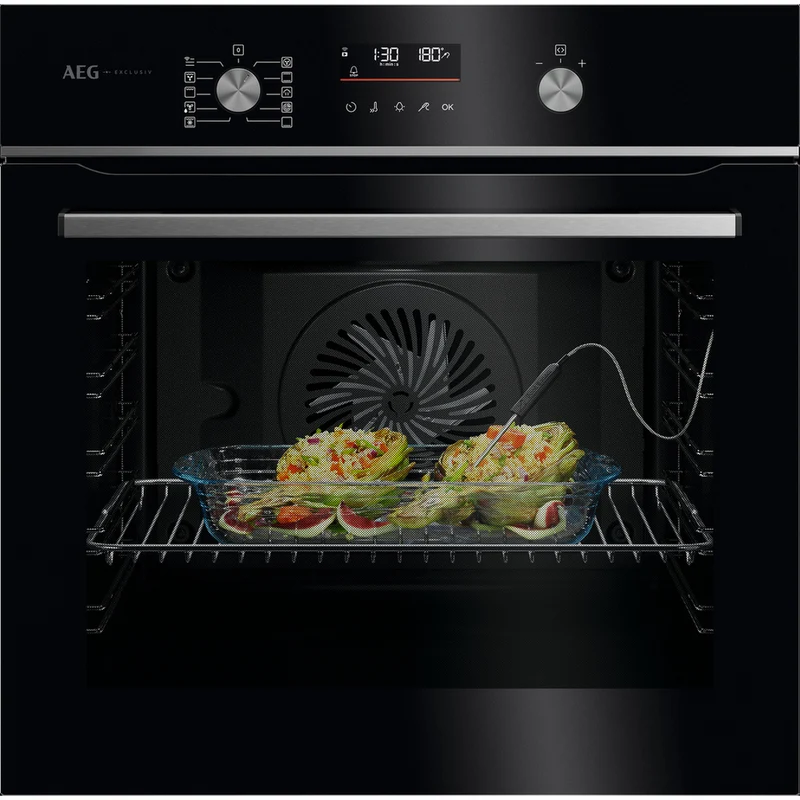 AEG Series 5000 GA5PB50FAB SurroundCook with SteamBake Pyrolytic Self Clean Built-in Single Oven Black