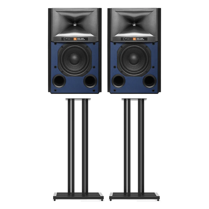 JBL 4309 High Performance Studio Monitor Bookshelf Speakers with JS-65 Stands Pair - Black