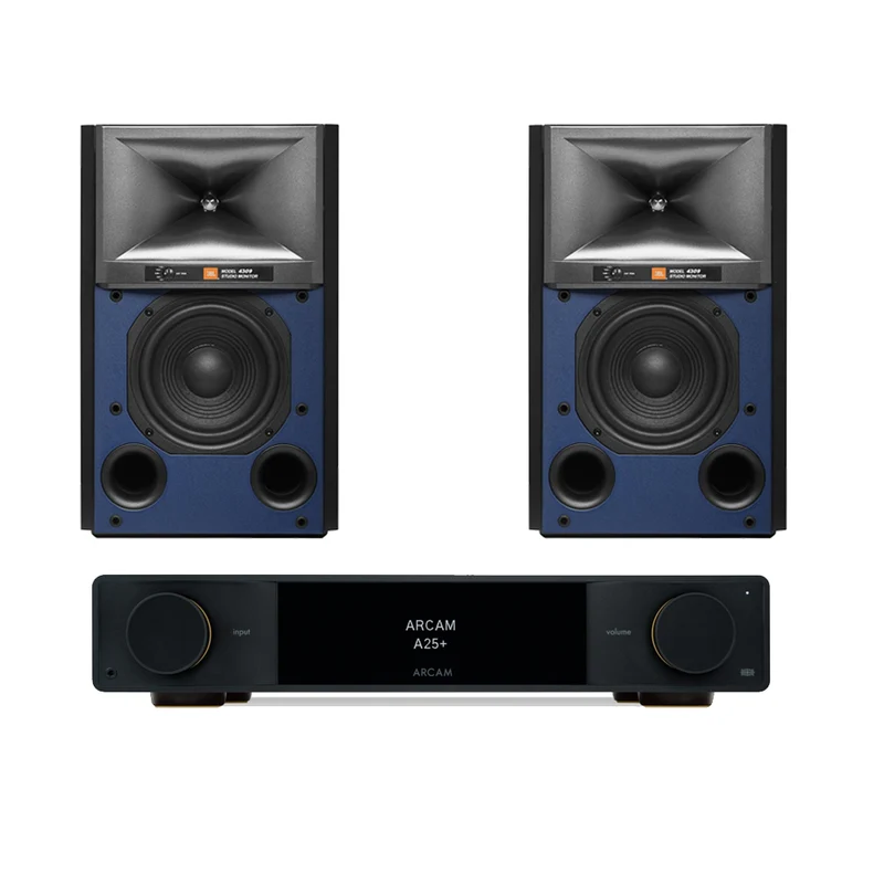 Arcam A25+ Integrated Amplifier with JBL 4309 Studio Monitor Bookshelf Speakers Pair - Black
