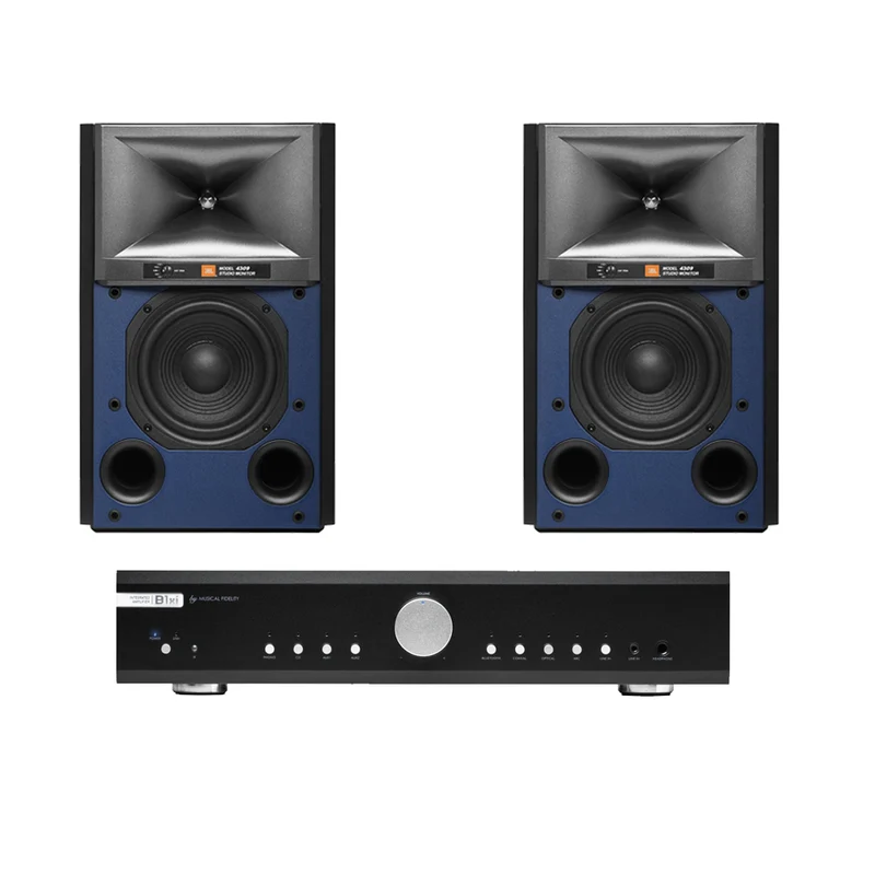 Musical Fidelity B1xi Integrated Amplifier with JBL 4309 Studio Monitor Bookshelf Speakers Pair - Black