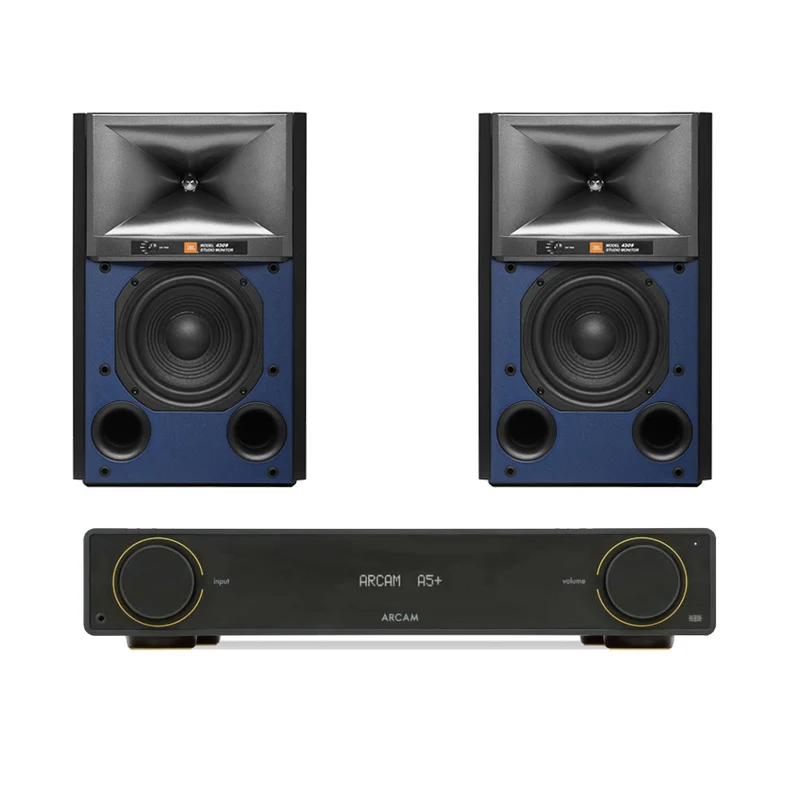Arcam A5+ Integrated Amplifier with JBL 4309 Studio Monitor Bookshelf Speakers Pair - Black