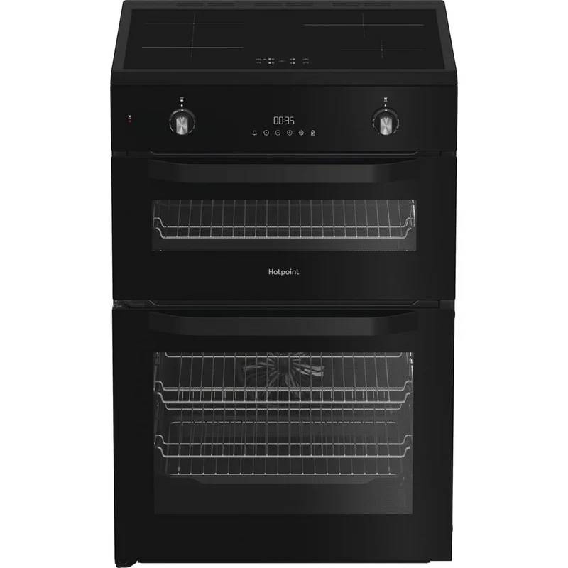 Hotpoint HDE6IDC2B1 60cm Electric Double Cooker with Induction Hob Black