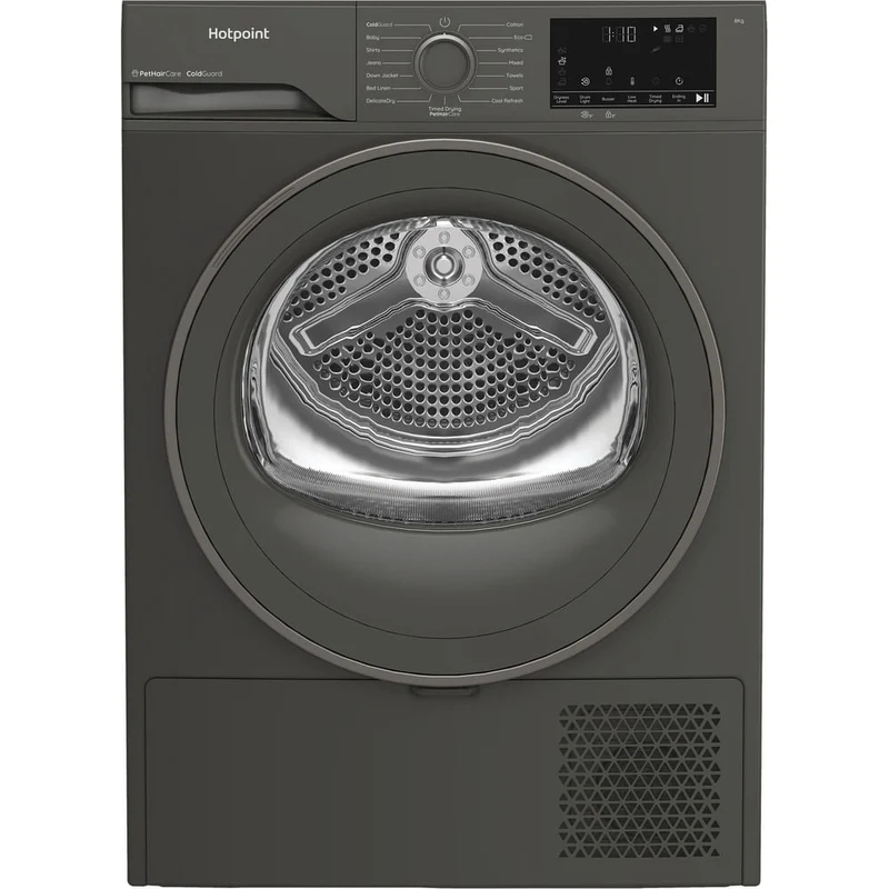 Hotpoint C HSD 82M GG UK Freestanding 8kg Heat Pump Tumble Dryer with PetHairCare Grey CHSD82MGGUK