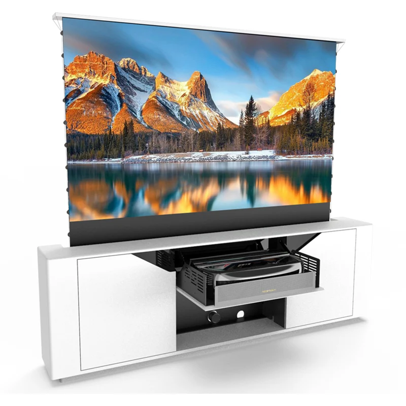 WUPRO X NECTUNT Invisible Laser Cinema R30 Carlofi Series With CLR ALR Screen integrated Luxury Design Smart Laser TV Cabinet