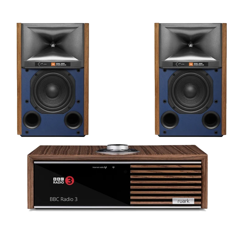 Ruark R610 Music Console with JBL 4309 Studio Monitor Bookshelf Speakers Pair - Walnut