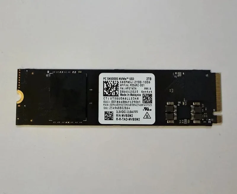WD Blue SN5000S NVMe SSD 2 To – PCIe Gen4 – Format M.2 2280 – Lecture jusqu’à 5150 Mo/s – SDEPNSJ-2T00