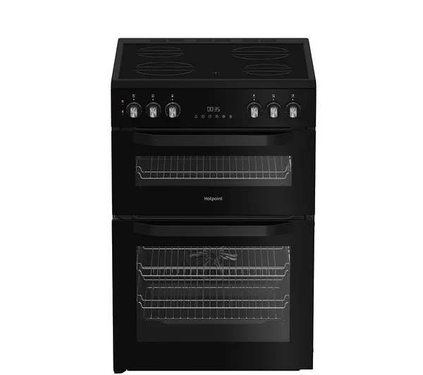 Hotpoint HTE6VDCB1 60cm Electric Twin Cooker with Multiflow Black