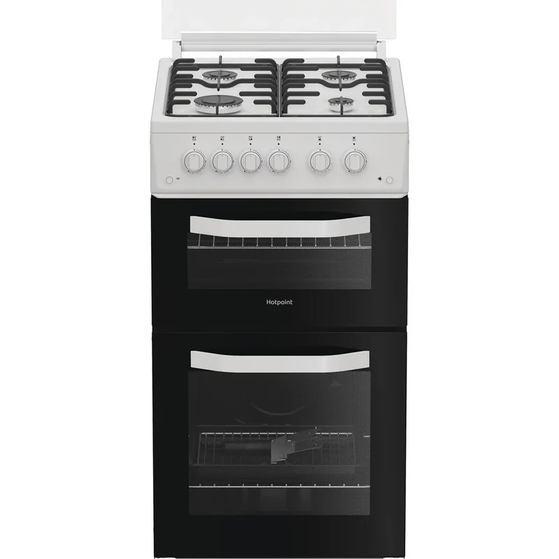 Hotpoint HTG5GCWL 50cm Gas Twin Cooker with Glass Lid White