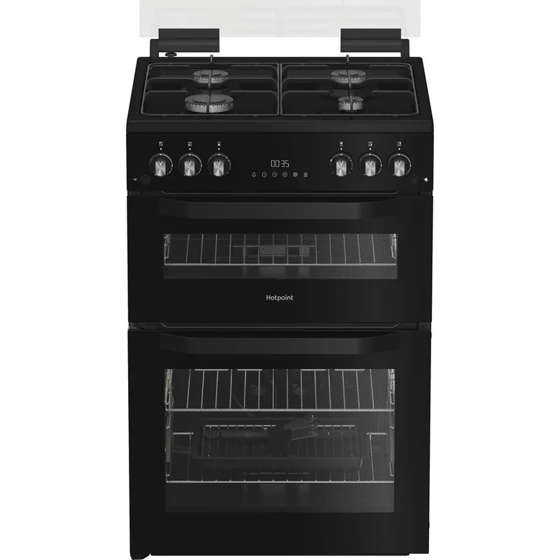 Hotpoint HDG6GDCB1 60cm Gas Double Cooker with Glass Lid Black