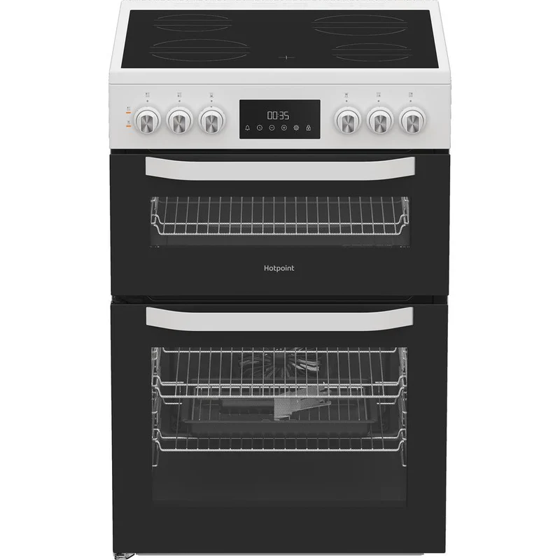Hotpoint HTE6VDCW 60cm Electric Twin Cooker with Multiflow White