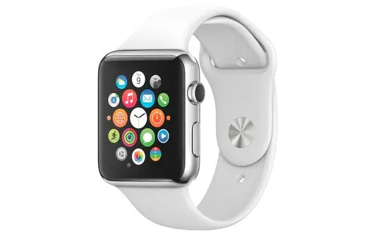 Apple watch en acier inoxydable de 38 mm avec Bracelet Sport blanc 0190198805942