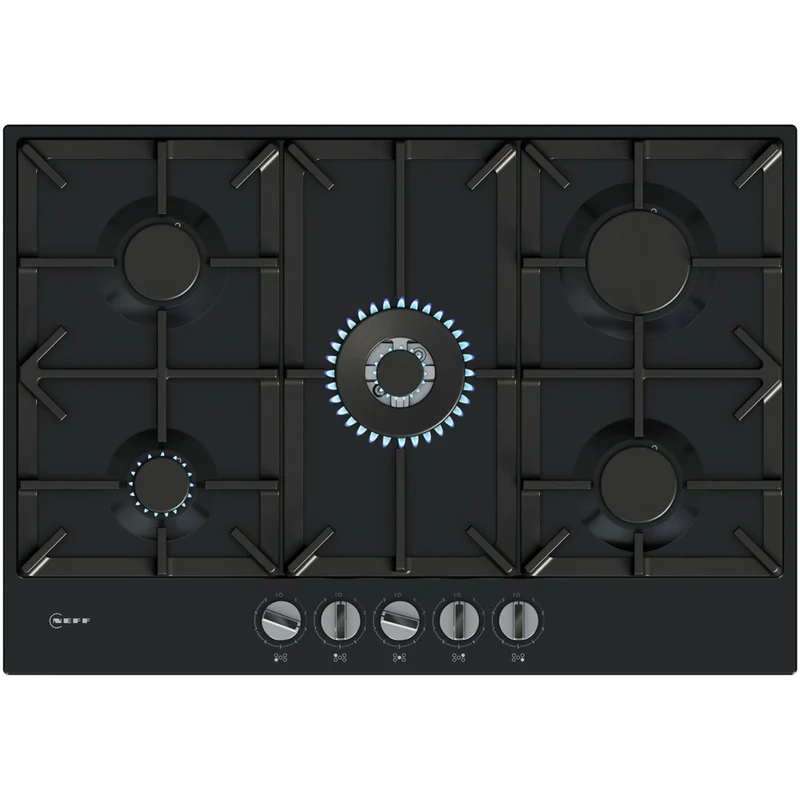 Neff T27CIQ8S0 N70 Flame Select 75cm Black Enamel Gas Hob