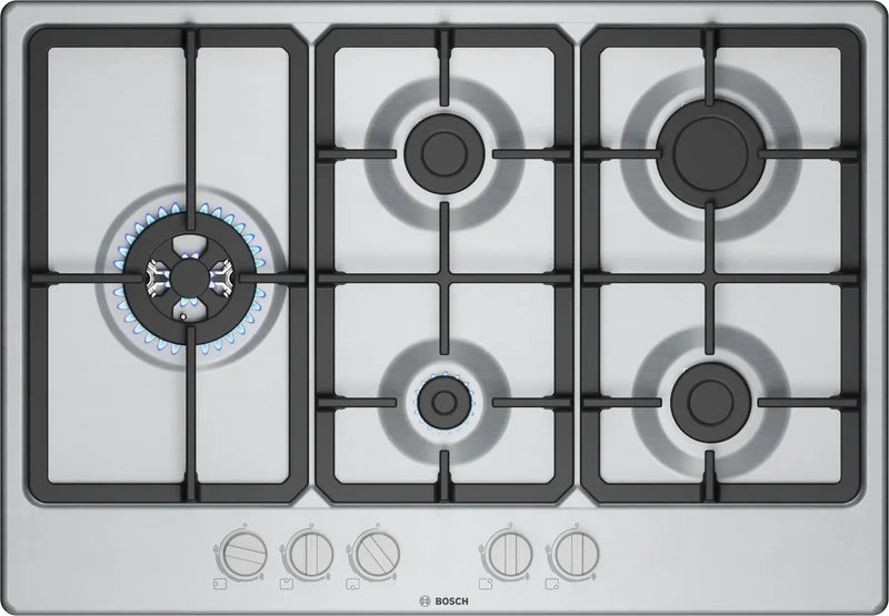 Bosch Series 4 PGM7B5K90 75cm Gas Hob Stainless Steel