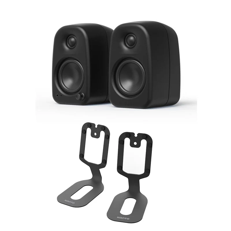Kanto UKI 100W Bluetooth Speakers with Kanto SU2 Desktop Speaker Stands Black