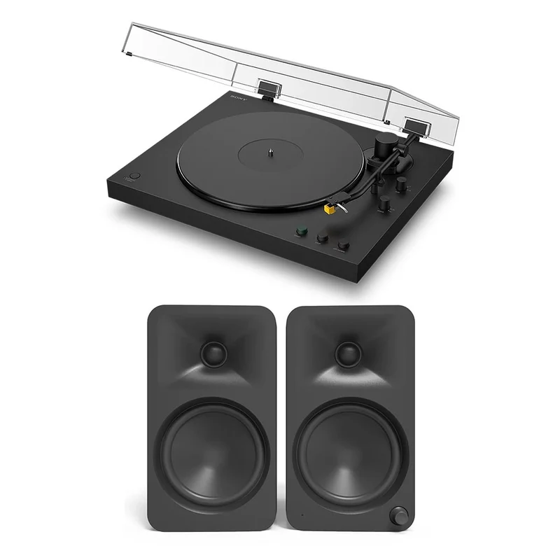 Sony PSLX5BT Fully Automatic Bluetooth Turntable With Kanto ORA4 Powered Bluetooth Speakers Pair Hi-Fi Package