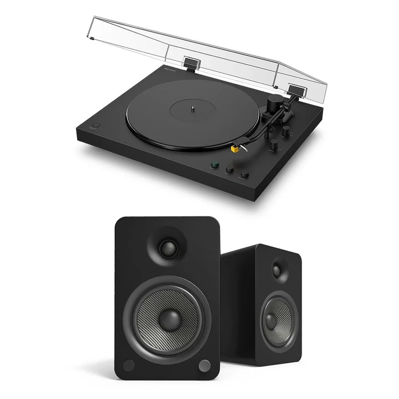 Sony PSLX5BT Fully Automatic Bluetooth Turntable With Kanto YU6 Powerd Bluetooth Speakers Pair Hi-Fi Package