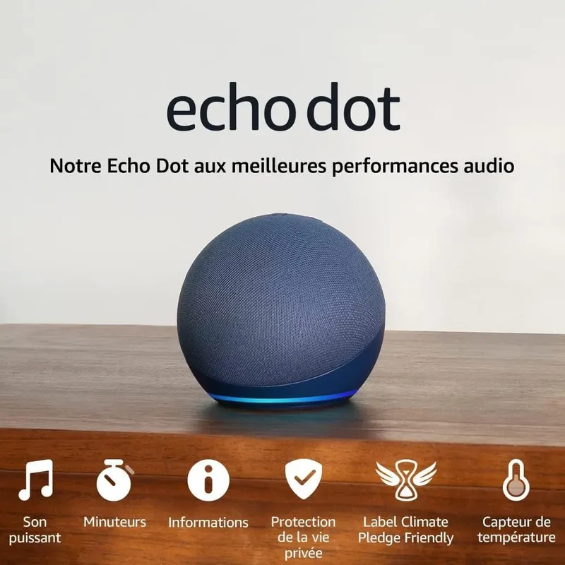 Echo Dot (Nouvelle génération) | Enceinte connectée Bluetooth et Wi-Fi au son puissant encore plus imposant 840080523972