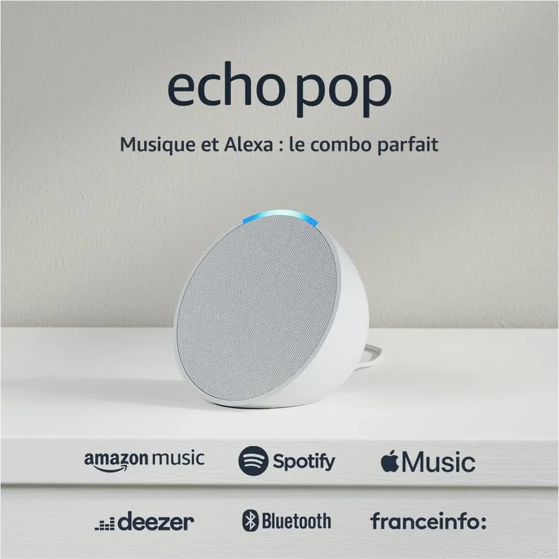 Amazon Echo Pop POP GLACIER WHITE | Enceinte connectée Bluetooth et Wi-Fi 840268944803