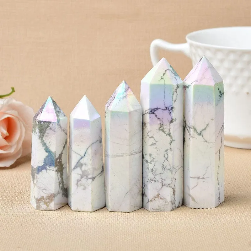 Angel Aura Howlite Crystal Point Tower