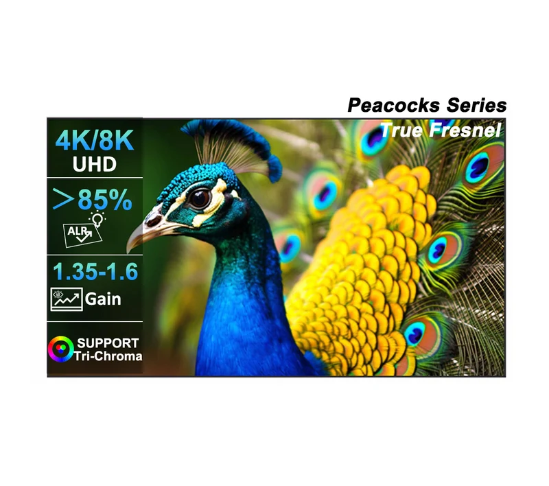 100/120inch WUPRO Cinema Fresnel Peacock Series 4K&8K UST ALR Fixed Frame Screen For UST Projector