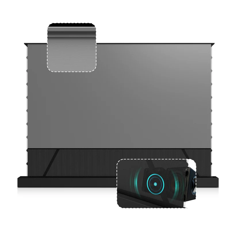 WUPRO CINEMA-LEVEL LeApex Smart CBSP Excellent Contrast Tension CLR ALR Motorized Floor Rising Screen For UST Projector