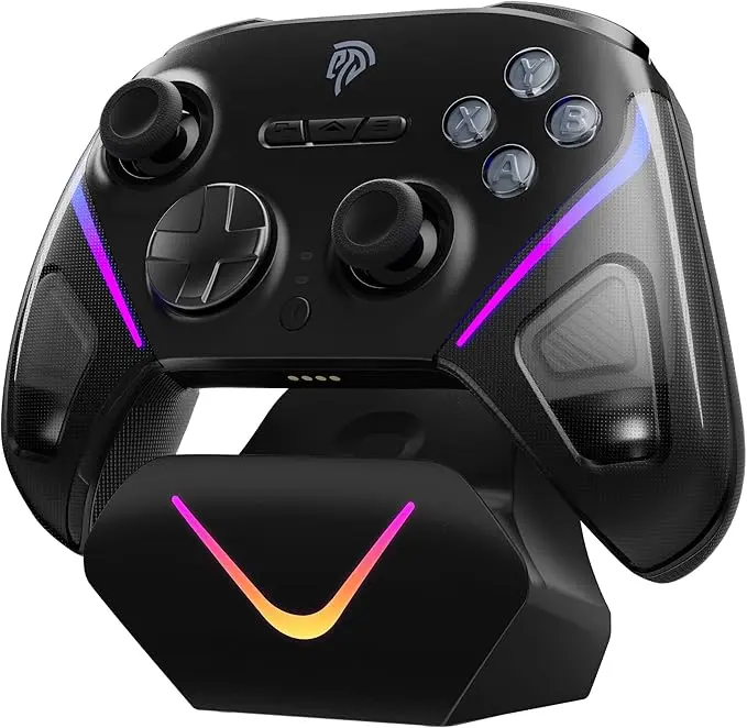 EasySMX D10 Manette PC Sans Fil avec Station de Charge/RGB/TMR Joystick Déclencheur, Manette Switch/Switch2 Bluetooth Rechargeable, D10 Contrôleur Mobile pour Switch 2/Switch/PC/Android/iOS/Steam, Noir