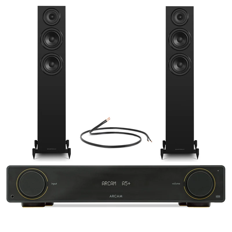 Arcam A5+ Integrated Amplifier with Wharfedale Diamond 12.3i Floorstanding Speakers Pair - Black