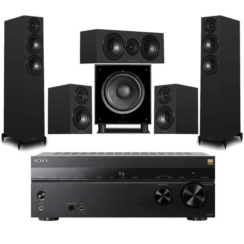 Sony TA-AN1000 8K 7.2 Ch Dolby Atmos AV Amplifier with Wharfedale Diamond 12.3i HCP 5.1 Speaker Package - Black