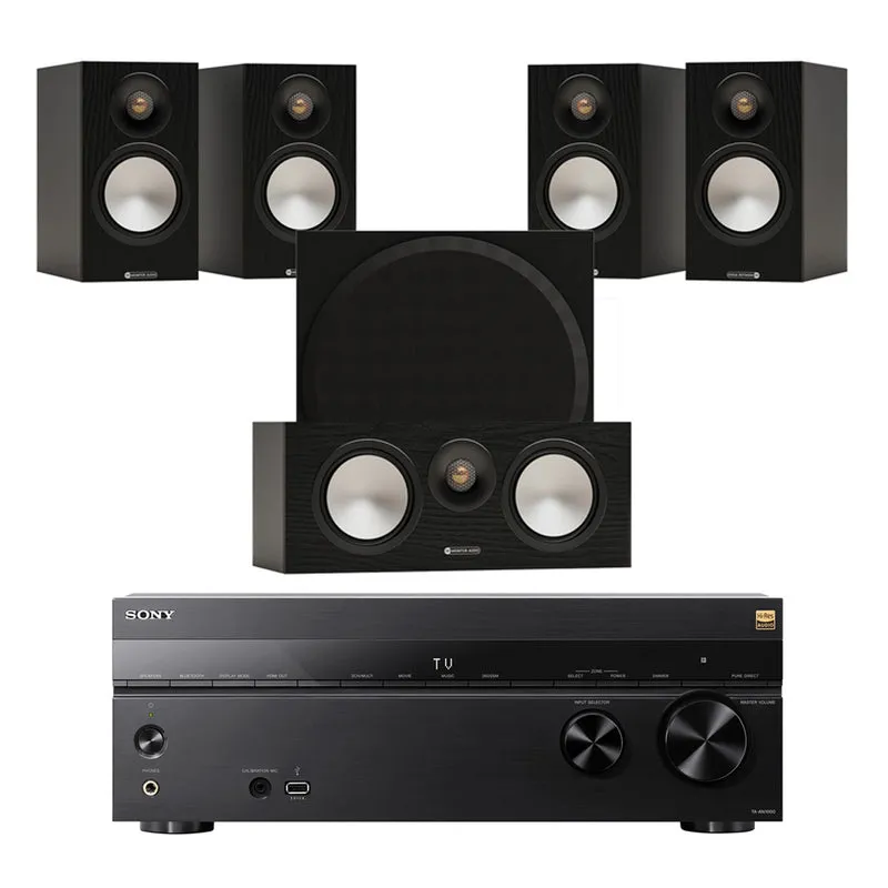 Sony TA-AN1000 8K 7.2 Ch Dolby Atmos AV Amplifier with Monitor Audio Bronze 50 7G 5.1 Speaker Package - Black