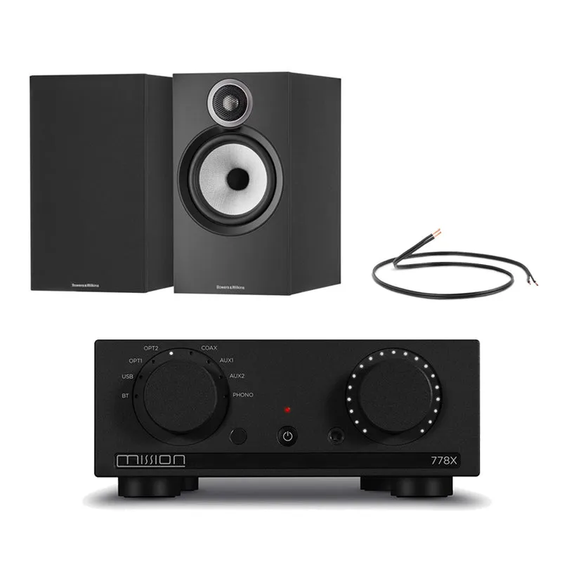 Mission 778X Integrated Amplifier with Bowers & Wilkins 606 S3 Standmount Speakers Pair - Black