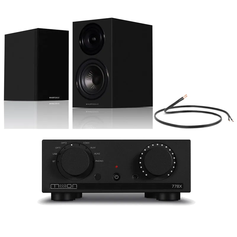Mission 778X Integrated Amplifier with Wharfedale Diamond 12.2i Bookshelf Speakers Pair Hifi Package - Black