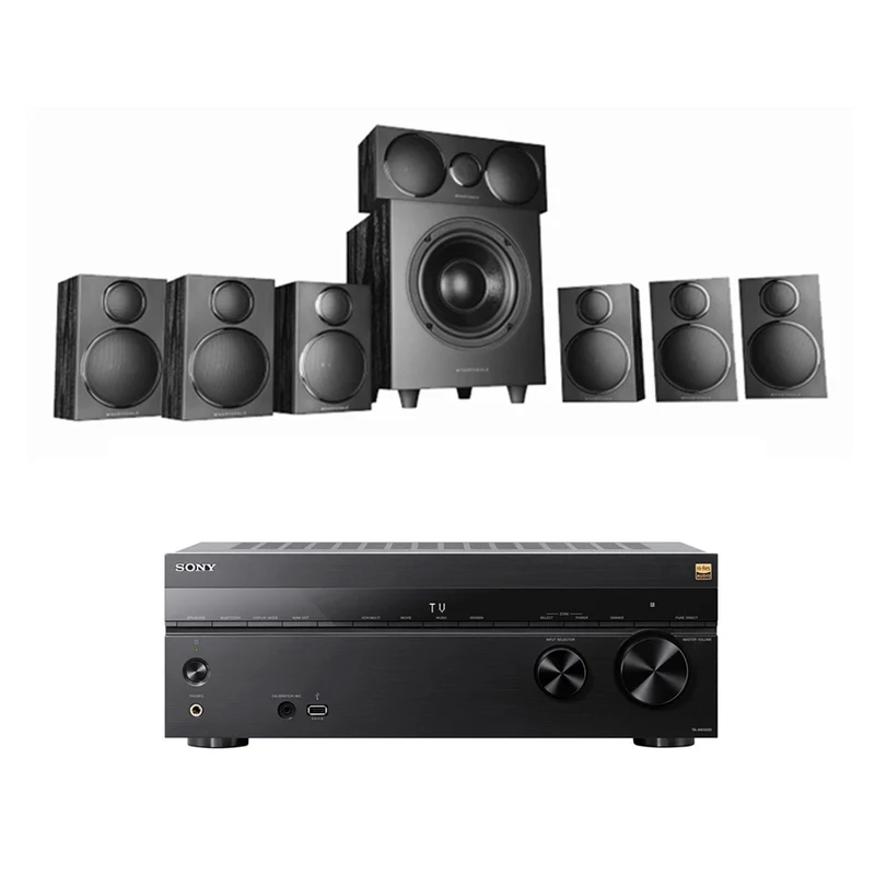 Sony TA-AN1000 7.2 Ch 8K Dolby Atmos AV Amplifier with Wharfedale DX3 HCP 7.1 Black Speaker Package