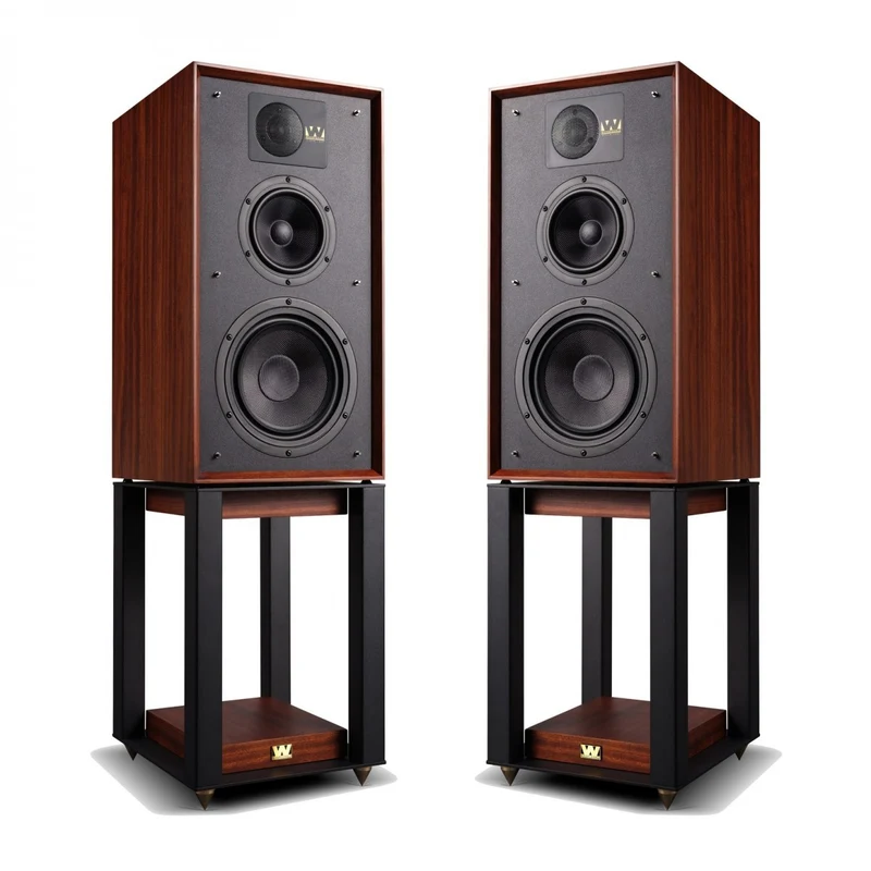 Wharfedale Linton Heritage Standmount Speakers with Matching Stands - Mahogany