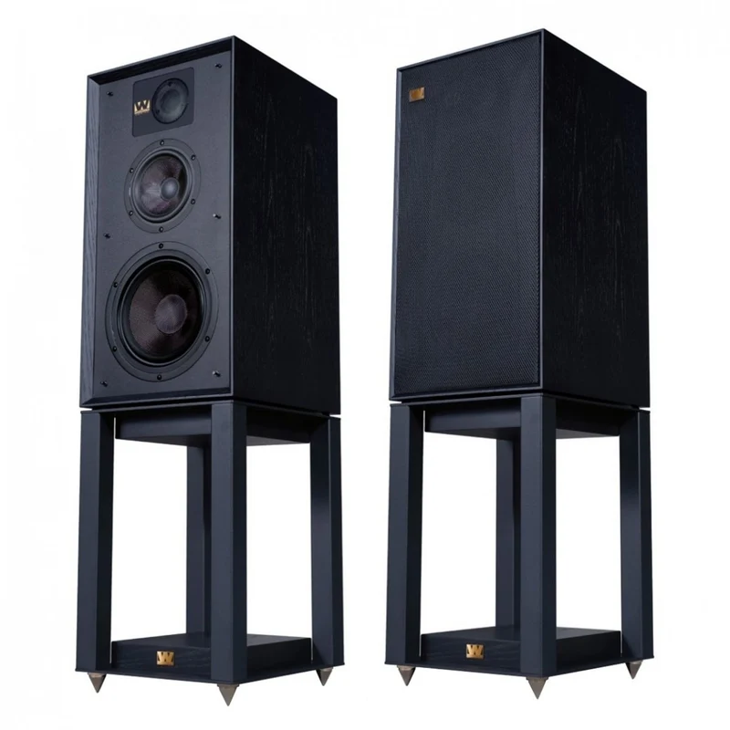 Wharfedale Linton Heritage Standmount Speakers with Matching Stands - Black Oak