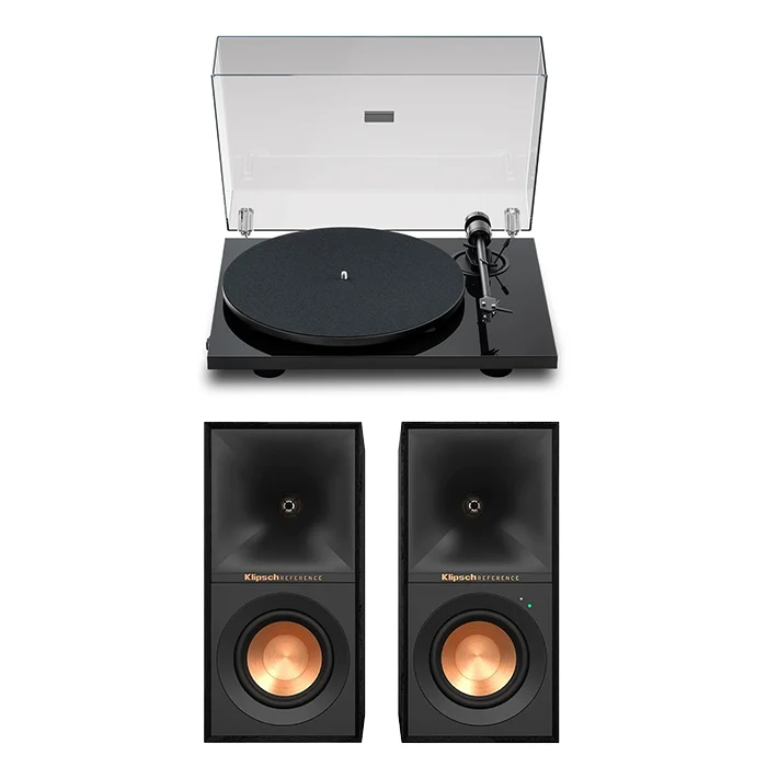 Pro-Ject E1.2 Manual Turntable with Klipsch R40PM Powered Bluetooth Speakers Pair Hi-Fi Package