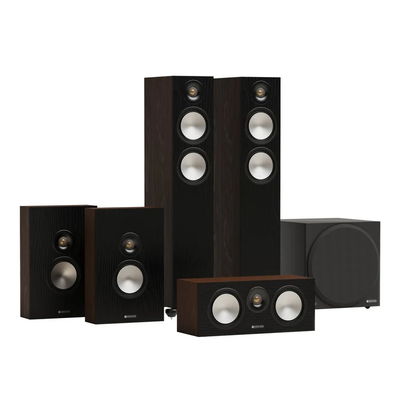 Monitor Audio Bronze 300 7G Series 5.1 Home Cinema Speakers Package Walnut