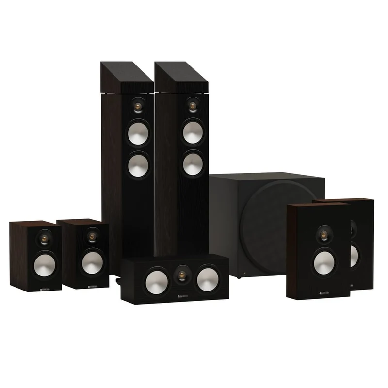 Monitor Audio Bronze 300 7G 7.1.2 Home Cinema Surround Sound Speakers Package Walnut