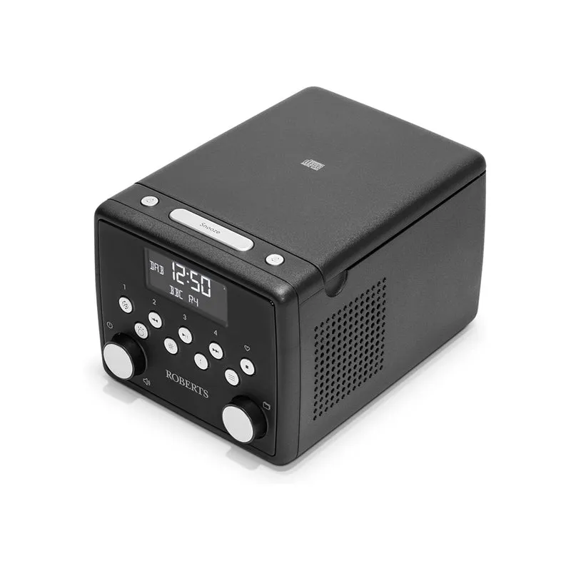 Roberts SOUND 49 FM DAB DAB+ Digital Clock Radio with Bluetooth and CD Player - Black